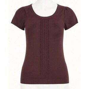 Marc by Marc Jacobs Medium Plum Purple Short Puff Sleeve Knit Metallic Detail